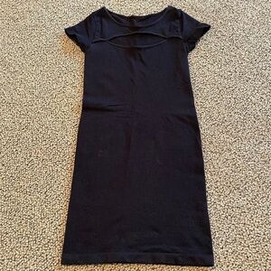 Malibu Sugar Black Bodycon Dress Size Tween 7-14 w/ Short Sleeves and Cut Out